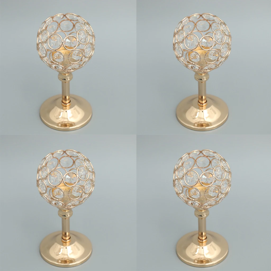 4pcs Wedding Mosaic Candelabra Countertop Tabletop Candlestick Bowl Golden for Home Wedding Party Ornament