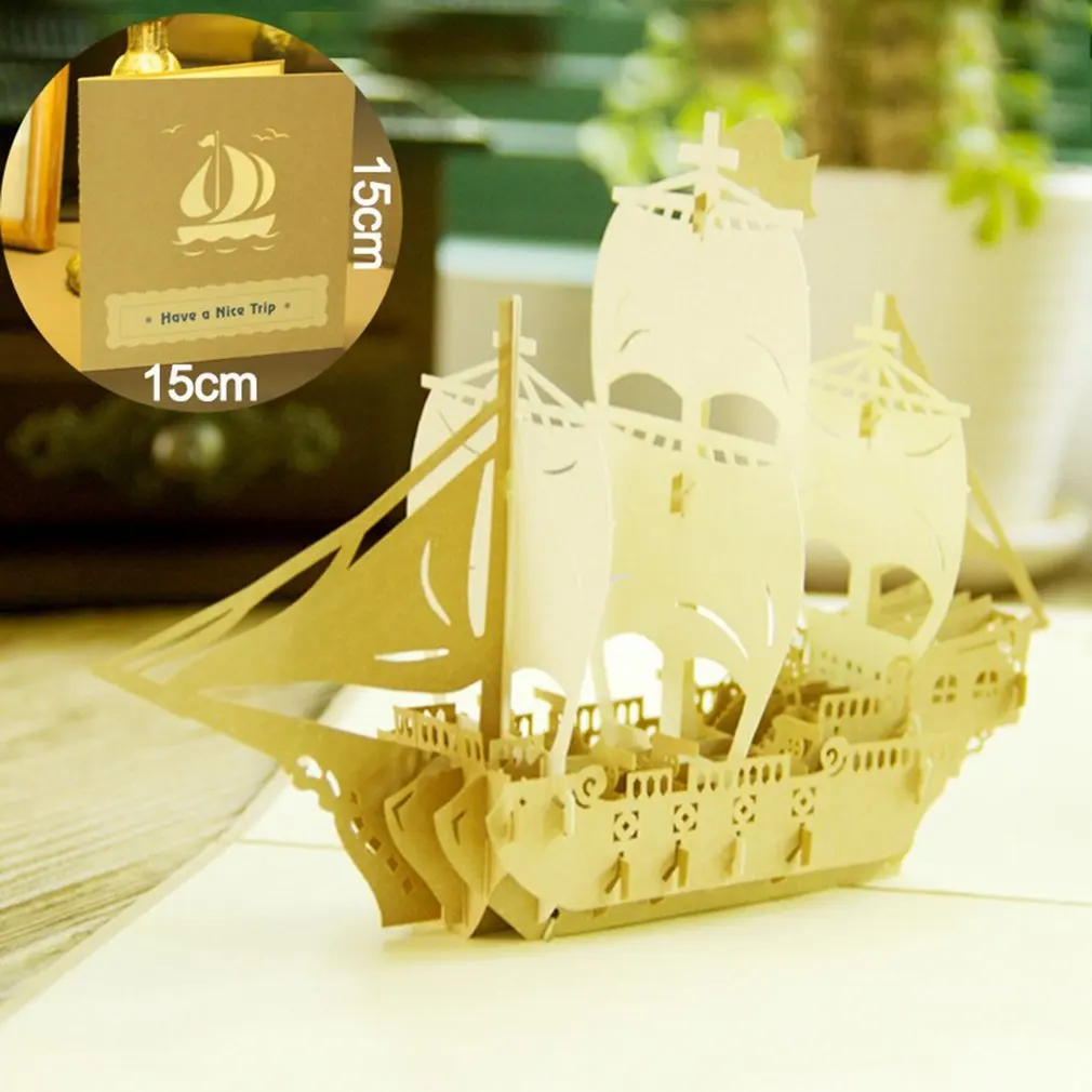 Exquisite Retro Sailing Vessel 3d Greeting Card Happy Birthday