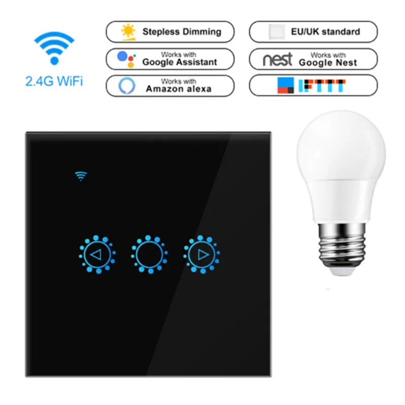 

New Touch Switch Smart Light Switch Panel Wall interruptor wifi light switch US/EU Standard Work with Alexa Google Home