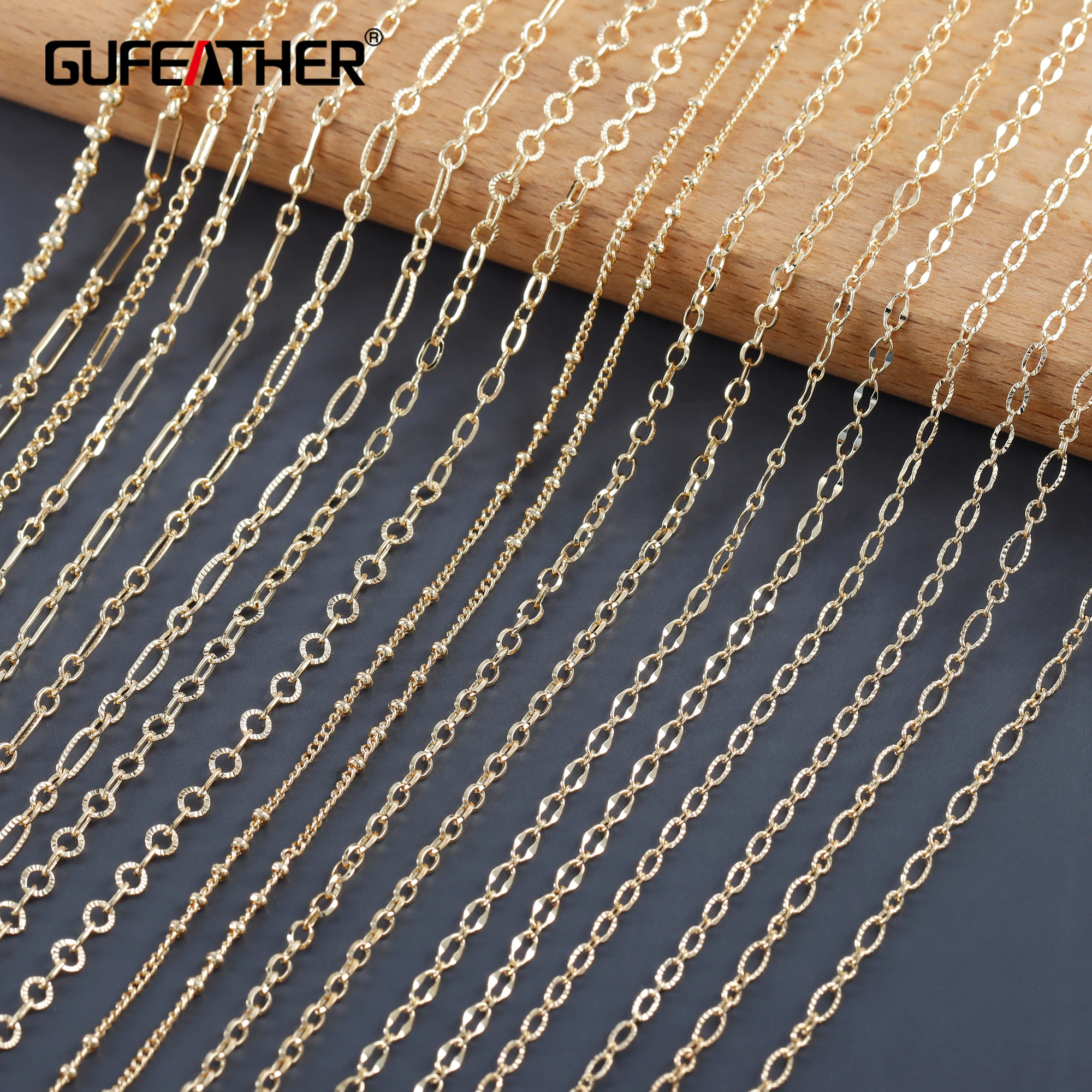 

GUFEATHER C227,diy chain,18k gold plated,copper,pass REACH,nickel free,diy bracelet necklace,jewelry making finding,3m/lot