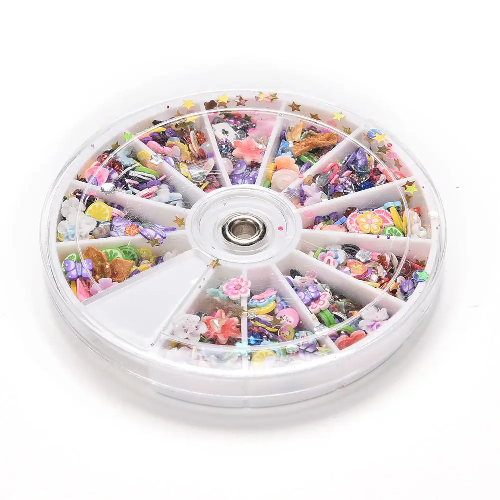 New Hot Wheel Mixed Nail Art Tips Glitters Rhinestones Slice Decoration Decal Sticker Manicure 1200Pcs