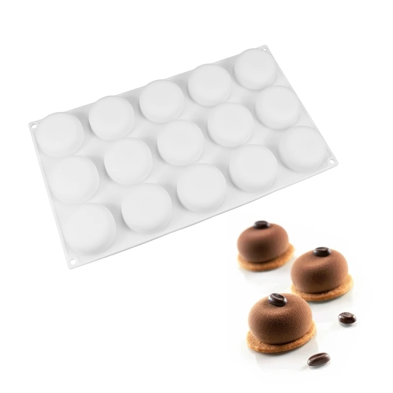 

Silicone Mold 15 Cavity Round Shape Cake Decorating tools For Baking Truffle Dessert Chocolate Ice-Creams Mousse Mould
