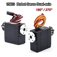 Robot Servo Digital de doble eje, 15KG, 180 / 270 grados, engranaje de Metal, 6,0-7,4 V, para Robot DIY Servo excelente