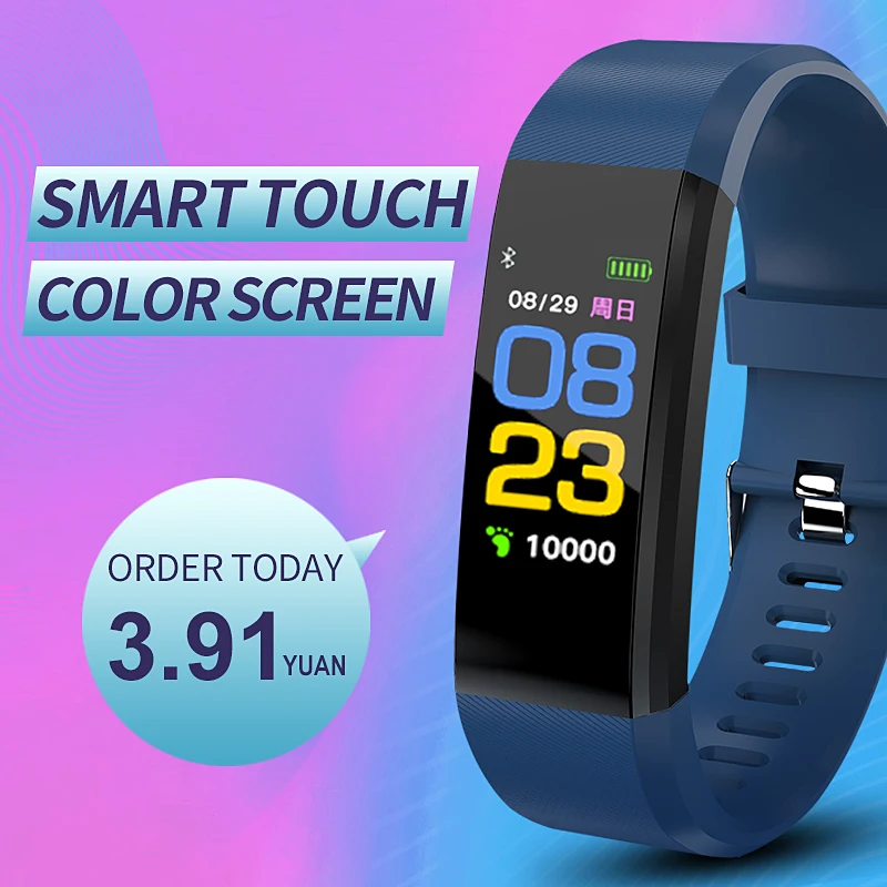 

115plus Smart Bracelet Fitness tracker Smart Wristband With Blood Pressure Heart Rate Monitor Waterproof Wristband Smart Watch
