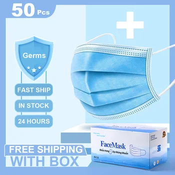 

3-layer mask 50pcs Face Mouth Masks Anti-fog Non Woven Disposable Anti-Dust Meltblown cloth Masks Earloops Masks Fast delivery
