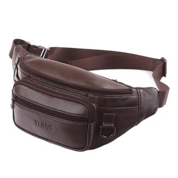 

YIANG Natural Skin Hip Bum Fanny Belt Pack Pouch Sling Shoulder Bag Fashion Men Casual Genuine Leather Chest Waist Bags, Coffee