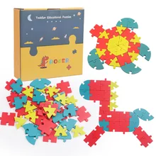 Blocs de Puzzle 3D en bois pour enfants, 40 pièces, jouet éducatif d'apprentissage pour bébés, Puzzle avec lettres d'animaux