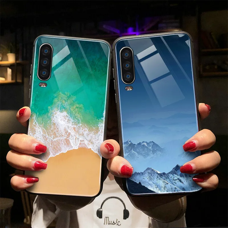 BGVED ins Fashion Tempered Glass Case for huawei Enjoy 7S 8 9S Y6S Y7 Y9 2018 P Smart Plus Z 2019TPU Soft Frame Back Cover |