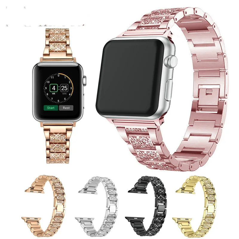 Apple watch band 5 44 мм 40 мм Женский бриллиантовый ремешок iwatch Watch Series 4 3 2 1 браслет из нержавеющей стали для часов iphone 42 мм 38 мм