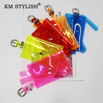

KM STYLISH 2019 Personality Transparent Thin Belt Mobile Phone Bag Women's Belt Decorative Pin Buckle Ladies Pocket PVC