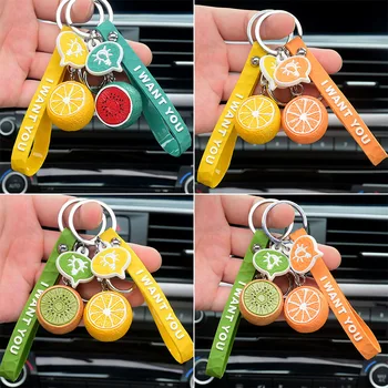 

2020 Creative Fruit Keychains Cute Lemon Kiwi Fruit Orange Car Key Chain Girl Bag Pendant Keyring Gifts Student Lovers Gift