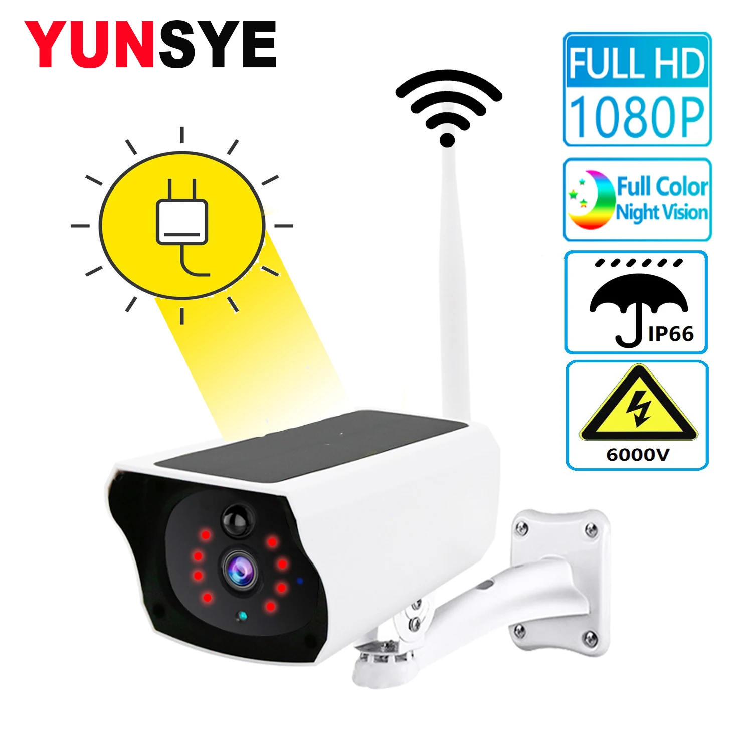 Наружная камера YUNSYE 1080P на солнечной батарее IP67 беспроводная видеонаблюдения IP с