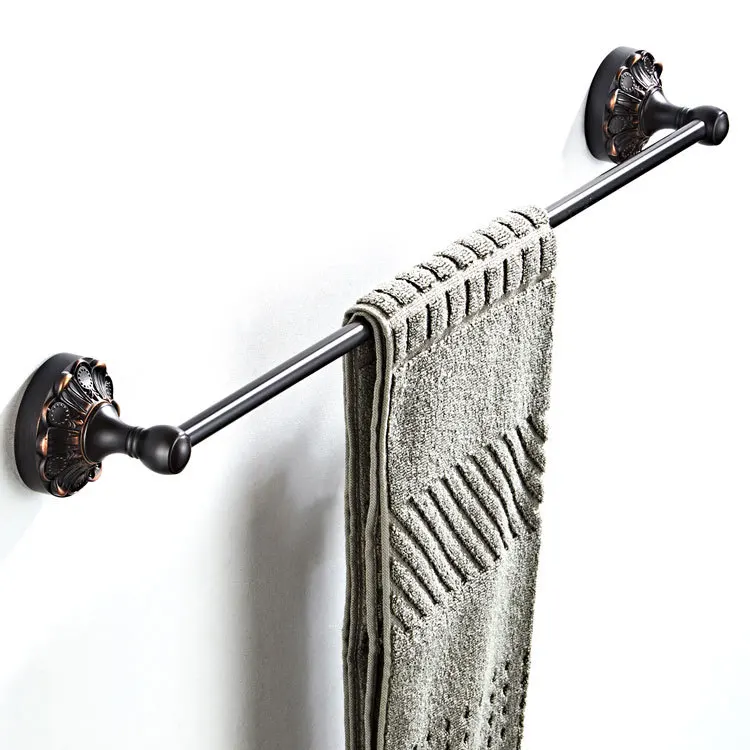 

Markup Retro Black Bronze Copper Towel Rack Single Rod European-Style Bathroom Hardware Pendant