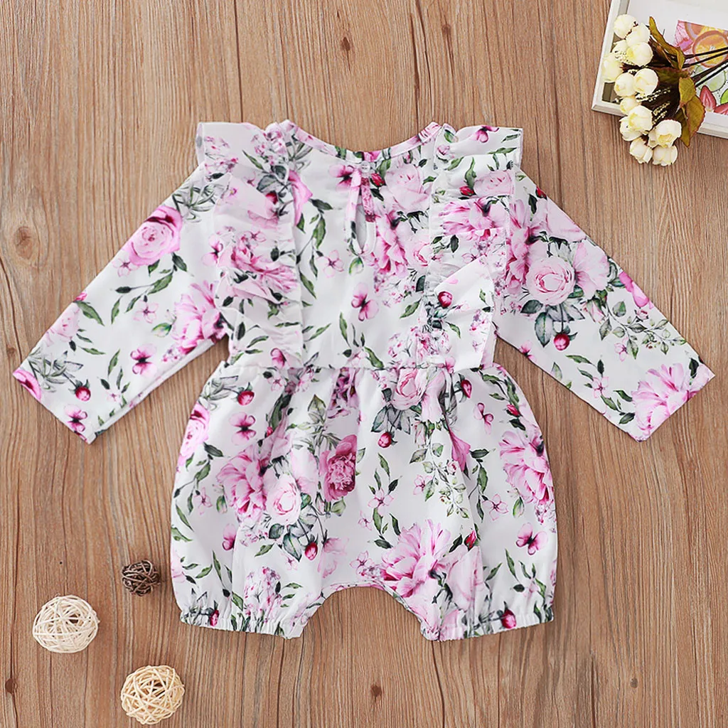 Newborn Print Romper For Infant Hot Sale Baby Clothes Romper Boy Girls Long Sleeve Floral Romper Clothes Outfits recem nascido