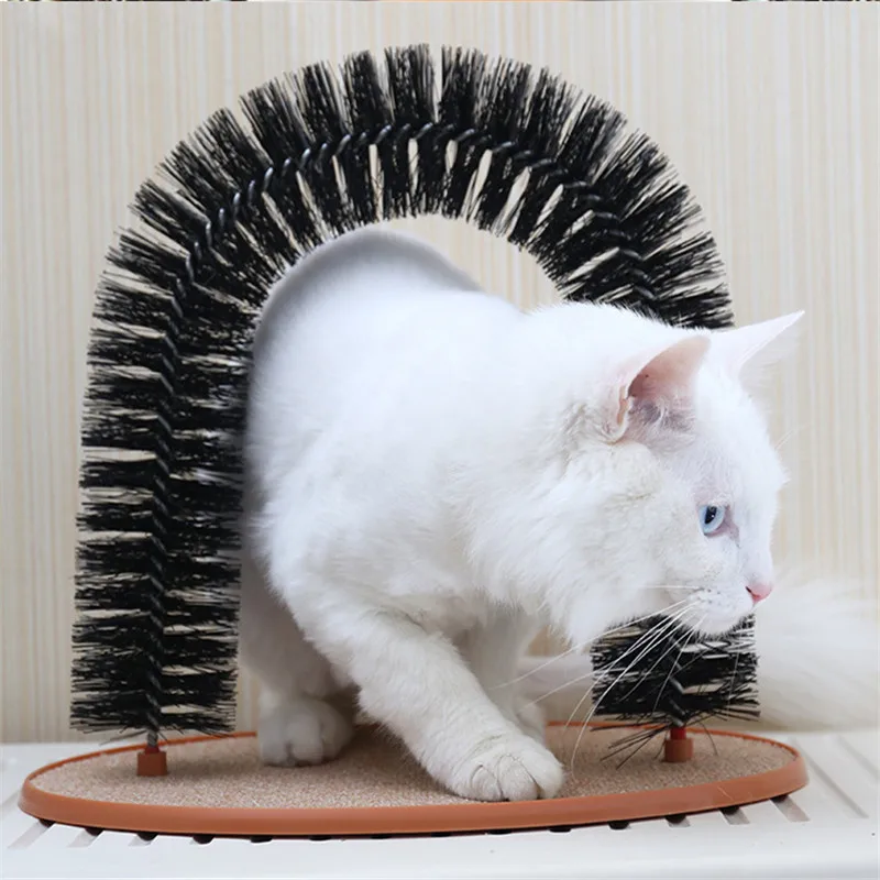 HEYPET Comfortable Arch Cats Massager Pet Cat Itching Grooming Supplies Round Fleece Base Kitten Toy Scratching Device Brush