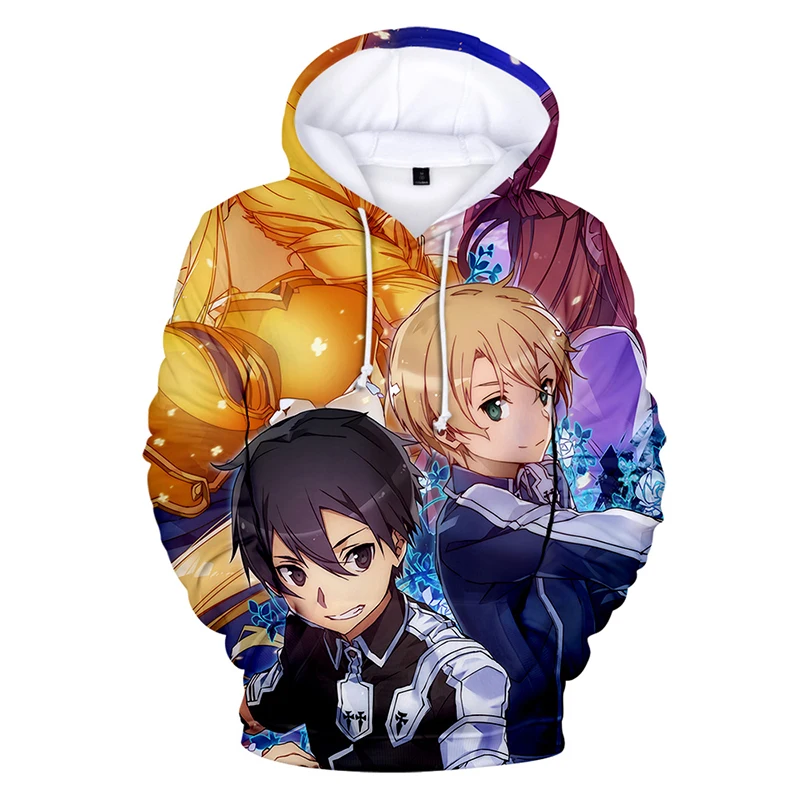 Классическая Толстовка с капюшоном SAO Sword Art Online Детская Повседневная 3D принтом