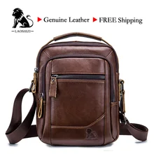 LAOSHIZI Male BAG Genuine Leather Shoulder Bag Fist Layer Cow Leather Casual Business Bag For Male Luxury Brand Bag91314