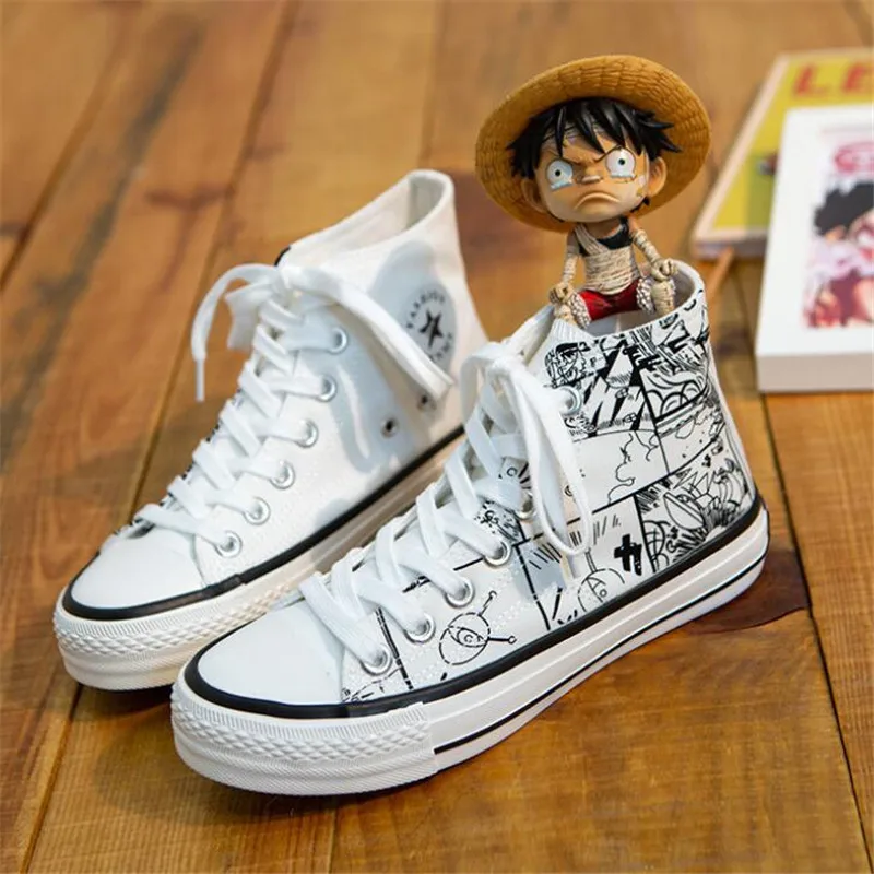 

New women shoes anime hand-painted graffiti high canvas comfortable breathable casual non-slip wear-resistant design women shoes