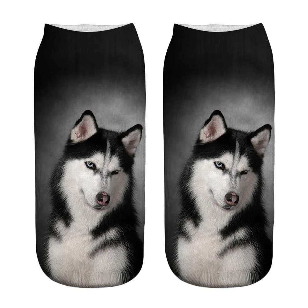 Womail новые модные популярные смешные короткие носки женские 3D собаки короткие носки с принтом носки женские зимние высококачественные носки с манжетами - Цвет: E