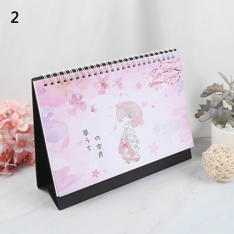 B Год Серьги "Вишня" цветет и календарь с кошками DIY Настольный календарь ежедневный планировщик расписаний,07~,12 - Цвет: B