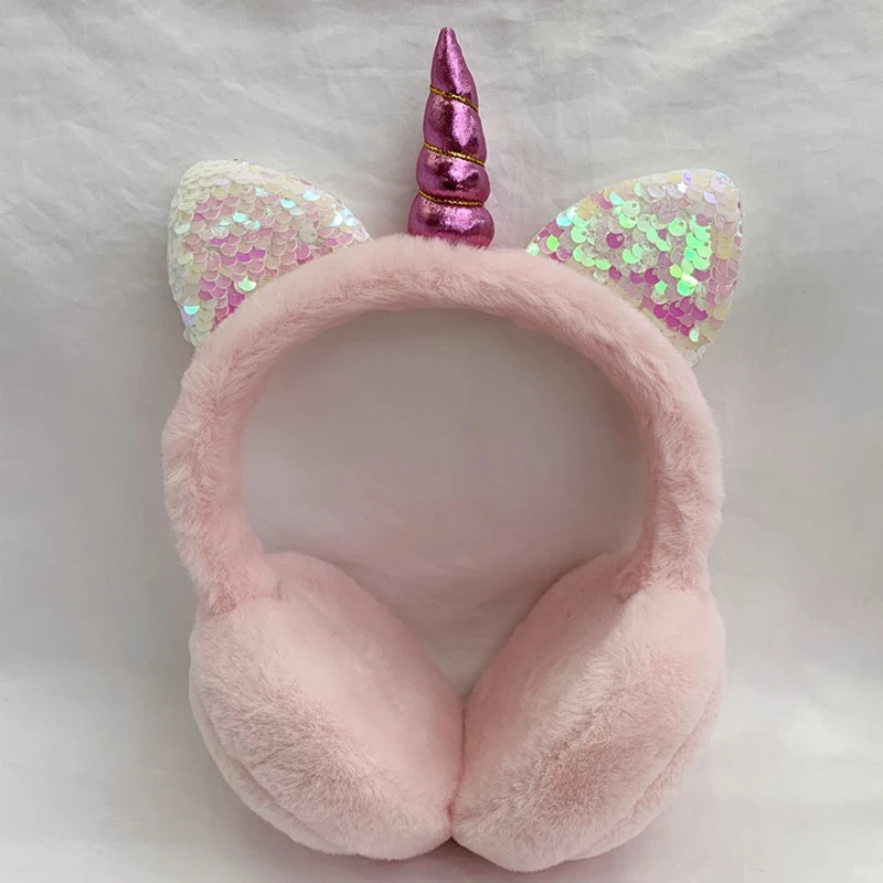 Pink JINSERTA, детские наушники с единорогом, 3,5 мм, проводные наушники, теплые музыкальные наушники для мобильного телефона, ПК, планшета, плюшевая гарнитура для взрослых - Цвет: Pink