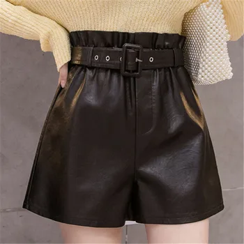 

Wewear PU Leather Sexy Shorts Women Night Club Black Hot Shorts Summer Gothic Girl Streetwear Punk Casual High Waist 2020