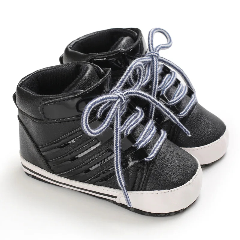 

Solid Leather First Walkers Kids Toddler Baby Shoes Spring Autumn Children's High-top Canvas Shoes Casual Soft Flats