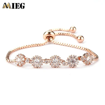 

MIEG New Arrival 2020 Adjustable Snowflake Cubic Zirocnia CZ Bracelets For Women