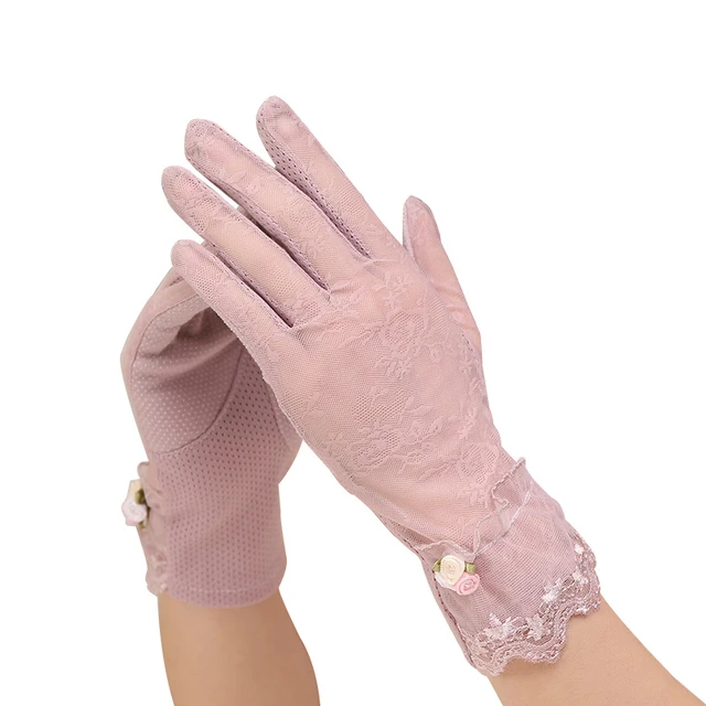 Summer Sexy Lace Women Sunscreen Touch Screen Gloves Ice Silk Thin  Breathable Mesh Anti-UV Female Skid Driving Exquisite - AliExpress