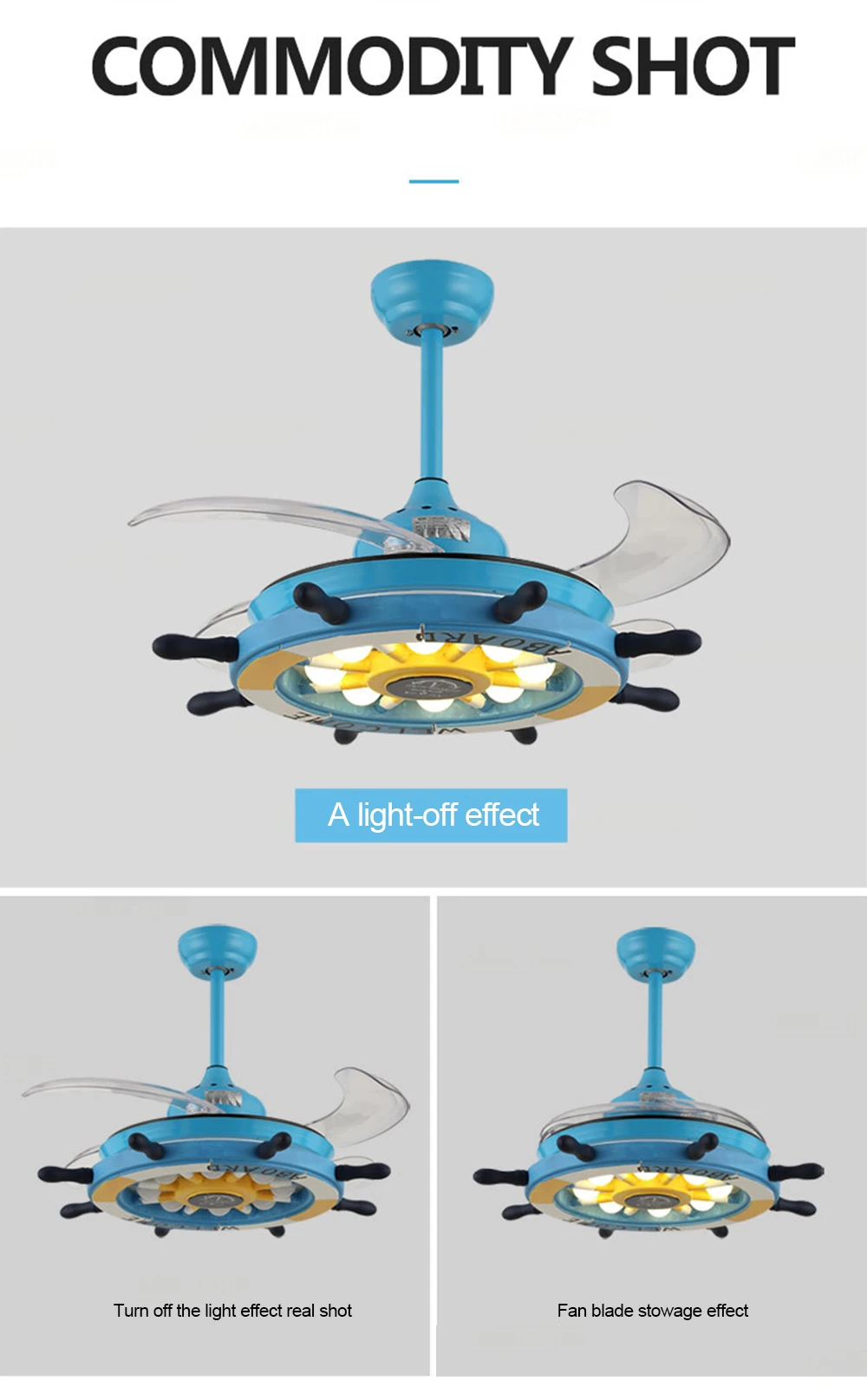 Creative led ceiling fan lamp with remote control light for children baby bedroom living room home decor lighting fixture