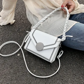 

Fashion Plaited Strap Shoulder Bag PU Leather Crossbody Bags for Women Brand Designer Lady Handbags High Quality