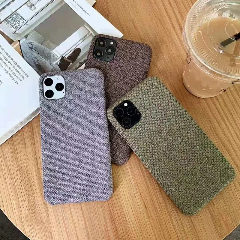 New solid color simple linen mobile phone case For iPhone 6 7 8Plus X XS XR MAX 11 11Pro 11Promax soft back cover |
