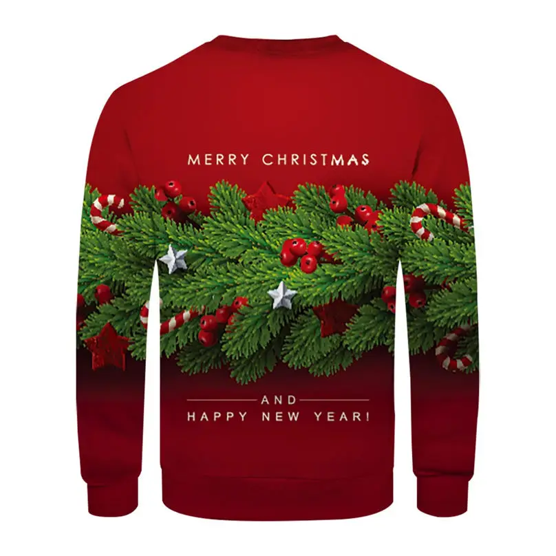 Christmas Couple's 3-D Printed Men and Women Tops Cotton Long-sleeved T Shirt Round Collar Christmas Blouse Casual Tee 4S13 (7)