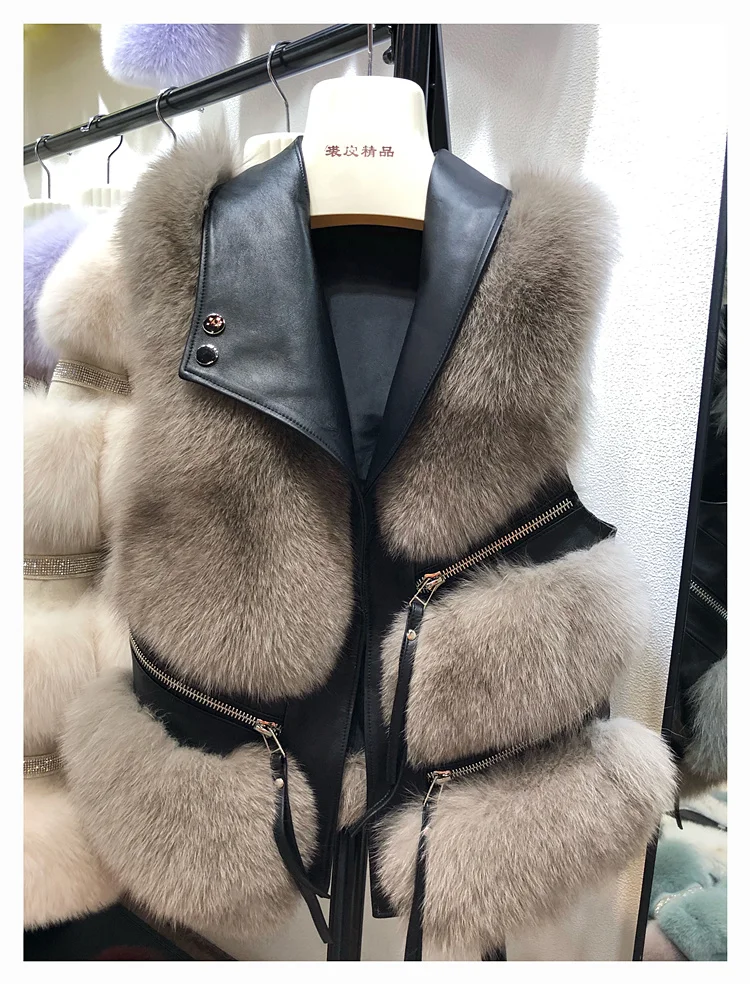 Whole Hide Fox Fur Vest Women's Short Style Thin