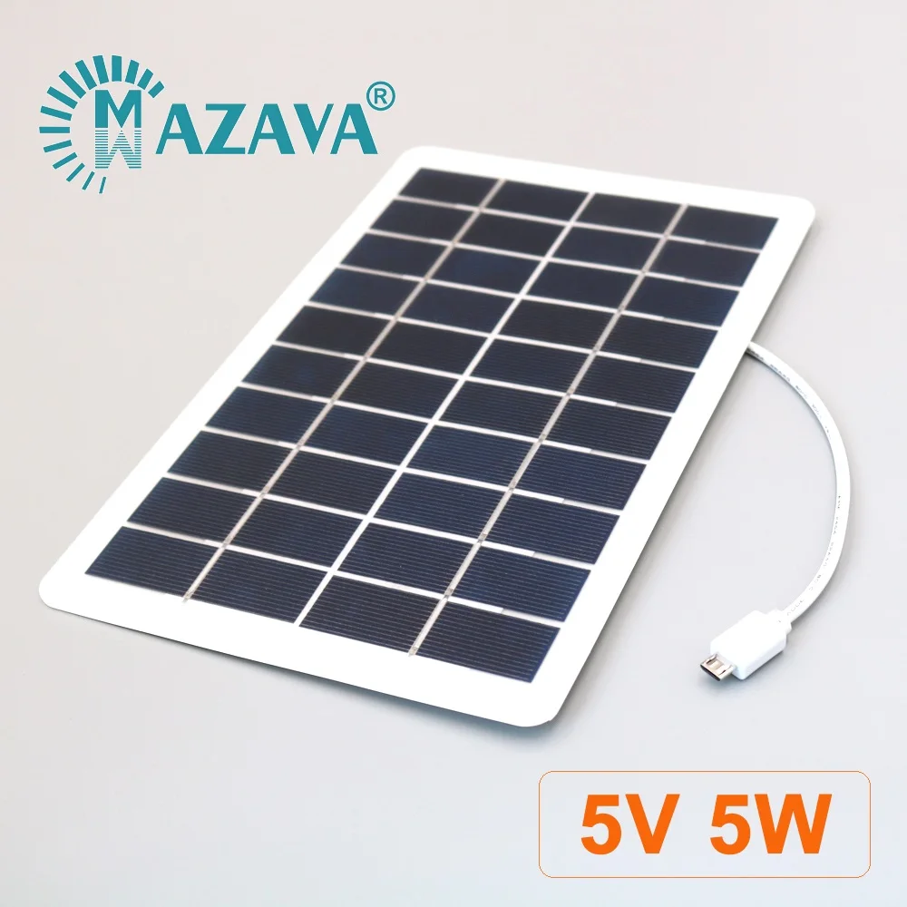 Micro USB Панели солнечные 1000mA 5W 5V Портативный Солнечный Зарядное устройство панели