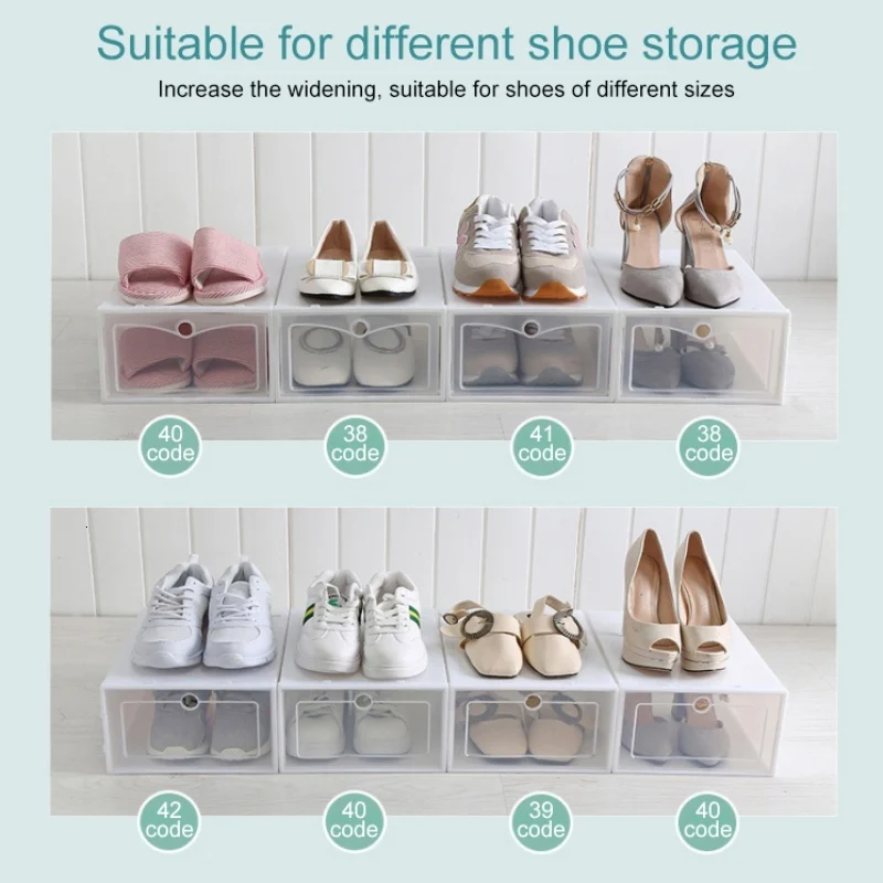 Прозрачные пластиковые обувные коробки Stackable Floding DIY обувь ящики Контейнер для хранения органайзеры для домашнего хранения Zapatos Organizador