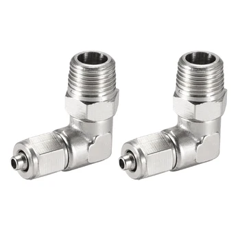 

uxcell 2Pcs 4mm Tube OD to 1/8PT Male Thread Elbow Quick Fittings Nickel Plated Copper to Air Compressors Aircraft Controls