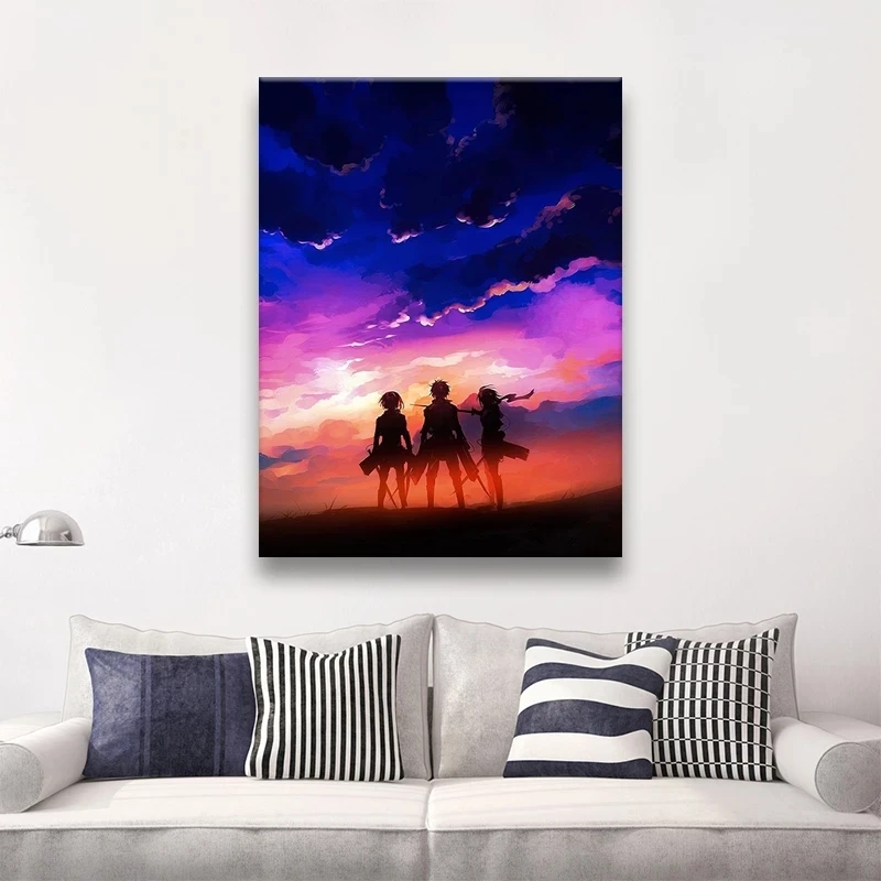 Home Decoration Attack On Titan Canvas Painting Hd Prints Anime Colorful Sky Pictures Wall Art Poster Modular Bedside Background | Дом и сад