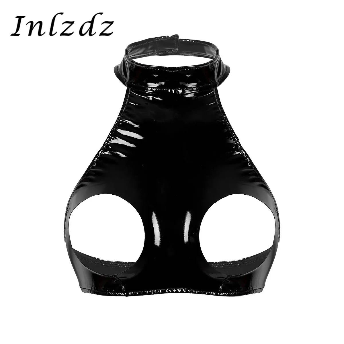 Women's Latex Open Cup Leather Bra erotic lingerie,women strapless bras