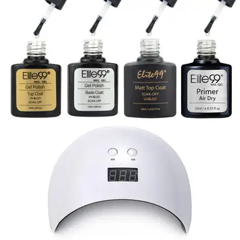 

Elite99 24W UV Nail Lamp With Shiny Top Base Coat Manicure Set No Wipe Matt Top Coat Nail Primer Air Dry Gel Nail Polish Set