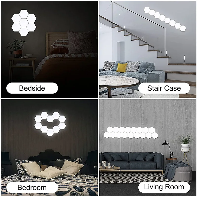 Portable LED DIY Hexagonal Wall Lamp Creative Bedroom Decor Night Light Modern Touch Sensitive Lighting Lamp Indoor Decor night light lamp