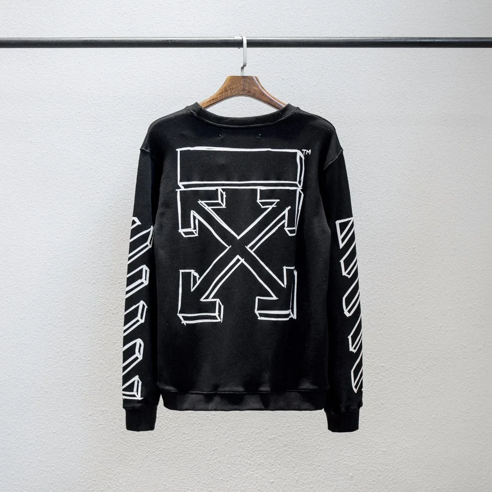 19ss OFF-WHITE C/O для мужчин и женщин VIRGIL ABLOH 3D эскиз стрела полоса с капюшоном уличная толстовка с круглым вырезом с капюшоном спортивная куртка