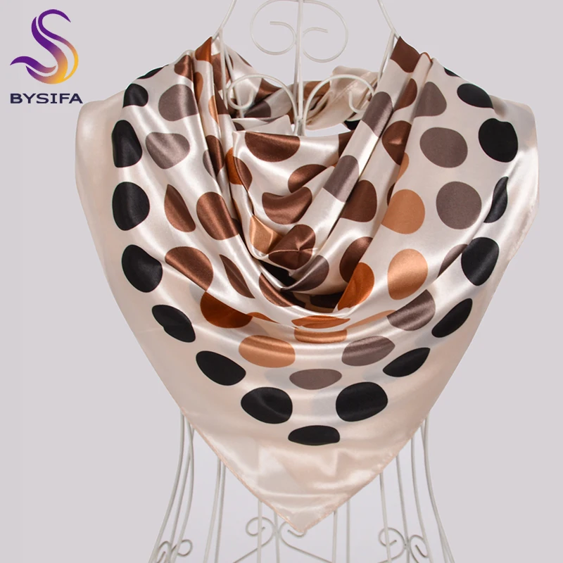 [BYSIFA] черный красный горошек женские шарфы хиджабы Pollka Dot дизайн атласный шелк большой квадратный шарф шаль Осень Зима шейные шарфы