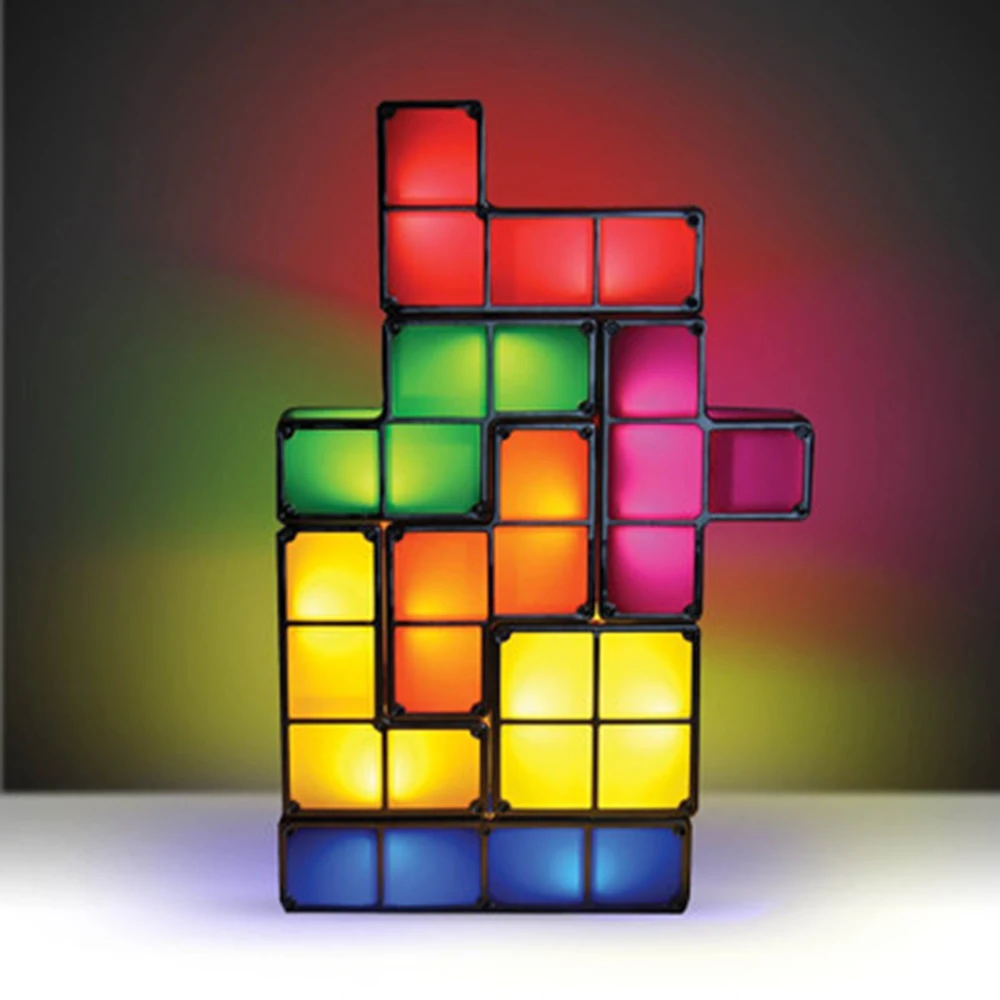 Настольная лампа Tetris Puzzle Light Stackable светодиодный строительный блок ночник 3D ретро