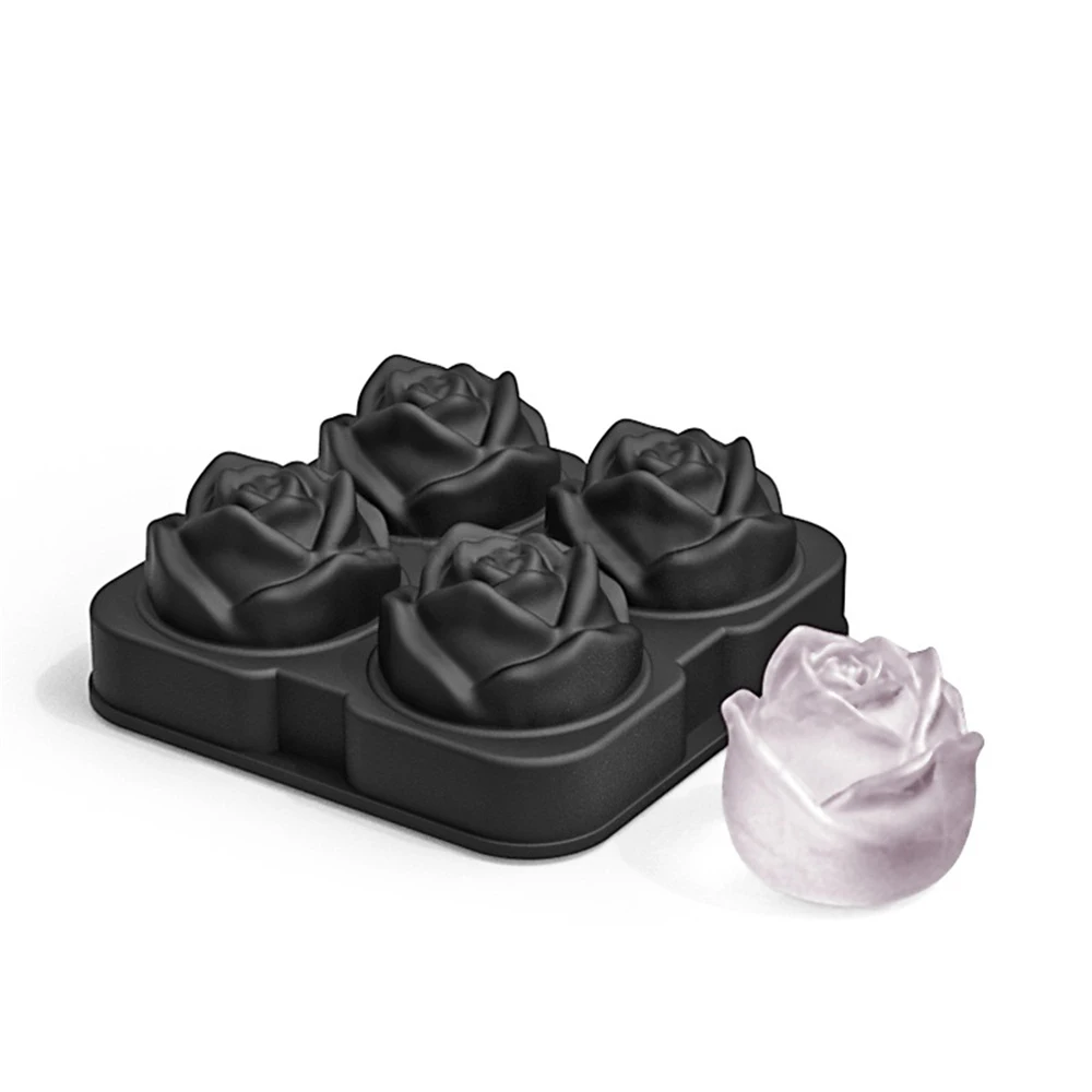 4 Cell Rose Ice Ball Mold Silicone Cube Trays Whiskey Maker 6 Molds Reusable Cream | Дом и сад