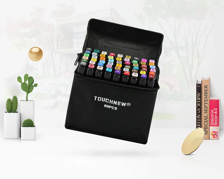Touchfive художественный эскиз маркер 30 40 60 80 цветов Набор жирных алкогольных двуглавый искусство фломастеры для рисования художественные принадлежности манга дизайн ручка