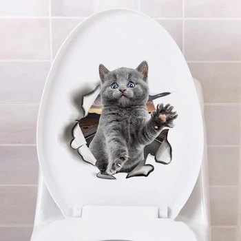 

3D Wall Stickers Cat Self Adhesive, Decorative Wall Decals Removable Art Sticker for Living Room Baby Rooms Bedroom Toilet
