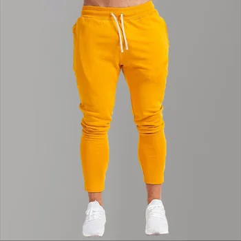 

Gym Track Pants Men Joggers Sweatpants Yellow Summer Solid Pants Black Sweatpants Fitness Men Sportswear Trousers Sport