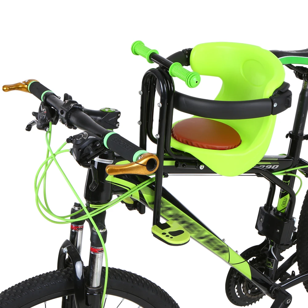 

Bicycle Baby Seat Kids Child Safety Carrier Saddle Cushion with Back Rest Foot Pedals Bicycle Front Chair for 0-6 years old baby