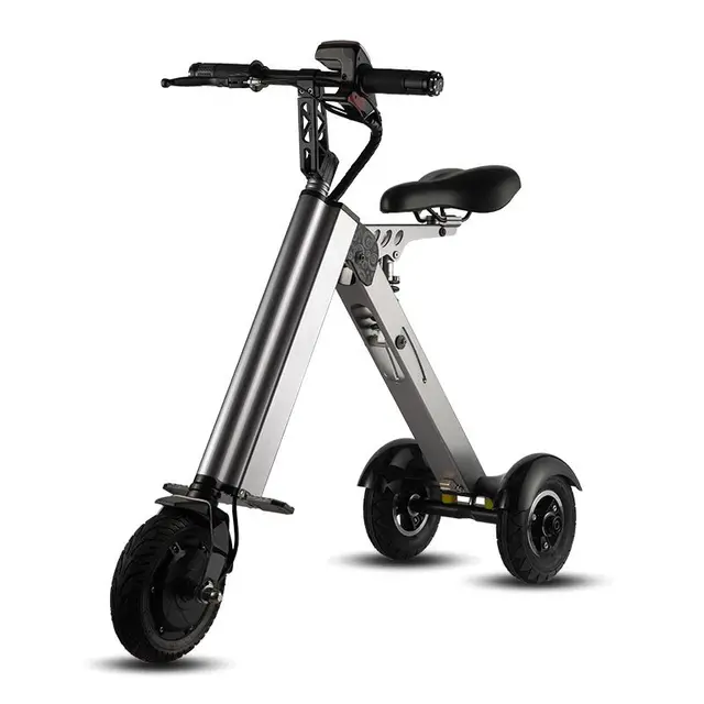 K7S Simple Shape Mini E-Bike Three-wheel Foldable Electric Scooter For Adult Intelligent Electric Bike Bicycle 250W 36V 7.8Ah silver gray